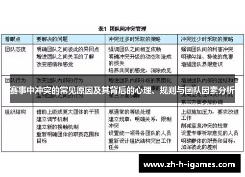 赛事中冲突的常见原因及其背后的心理、规则与团队因素分析