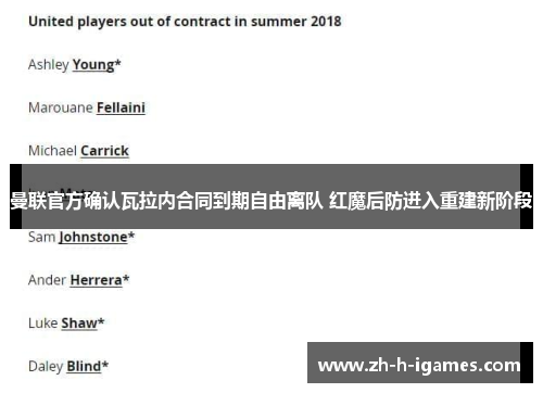 曼联官方确认瓦拉内合同到期自由离队 红魔后防进入重建新阶段